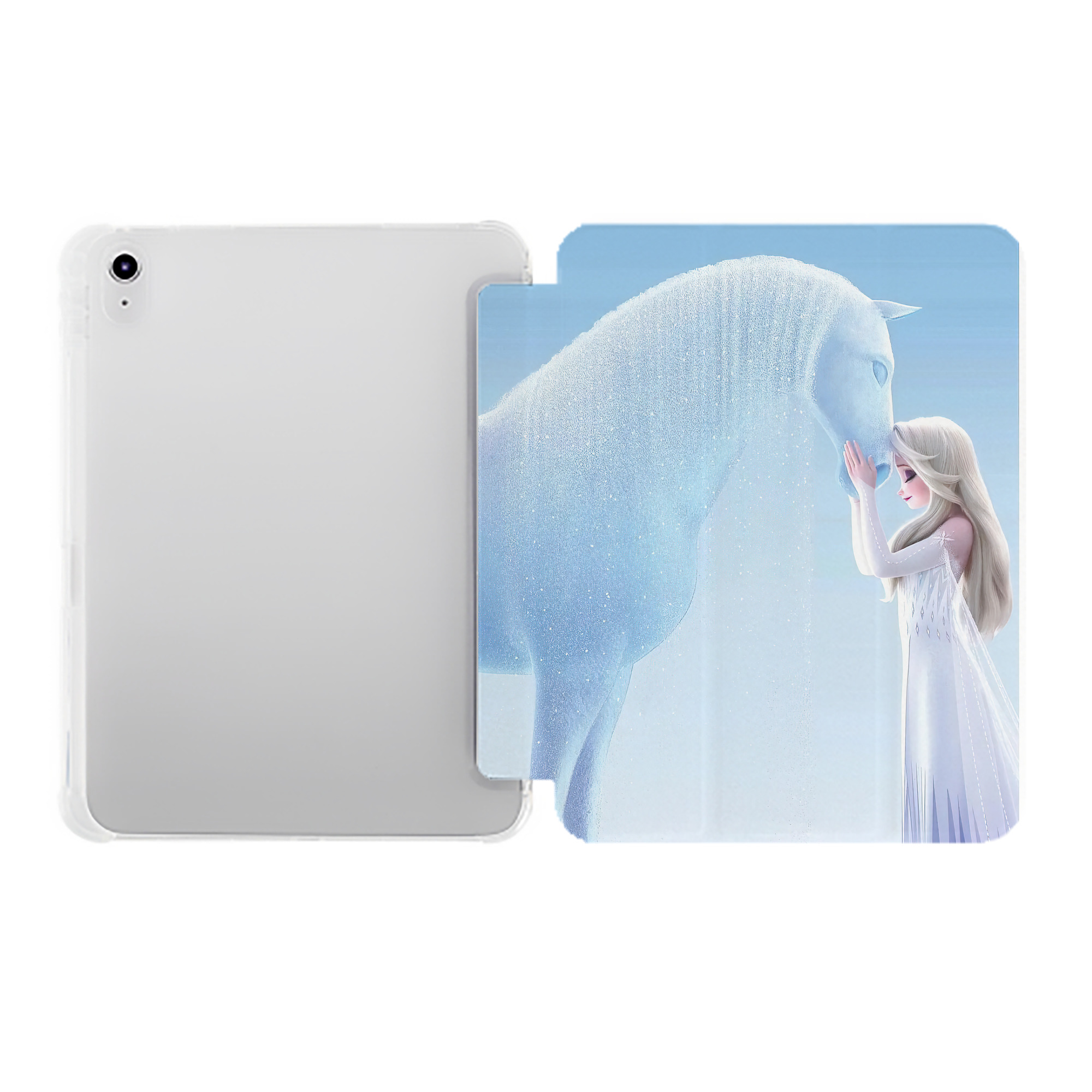 （画像用） アナと雪の女王 アンナ エルサ Frozen Anna Elsa IPad ケース ペン収納付き 三つ折りスタンド PUレザー×シリコン 対応機種9.5/10.5/10.9インチ